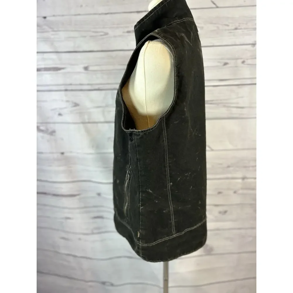 Kuhl Burr Vest Mens Medium Patina Dye Canvas Rugged Workwear Outdoor Zip Pockets - Picture 2 of 8